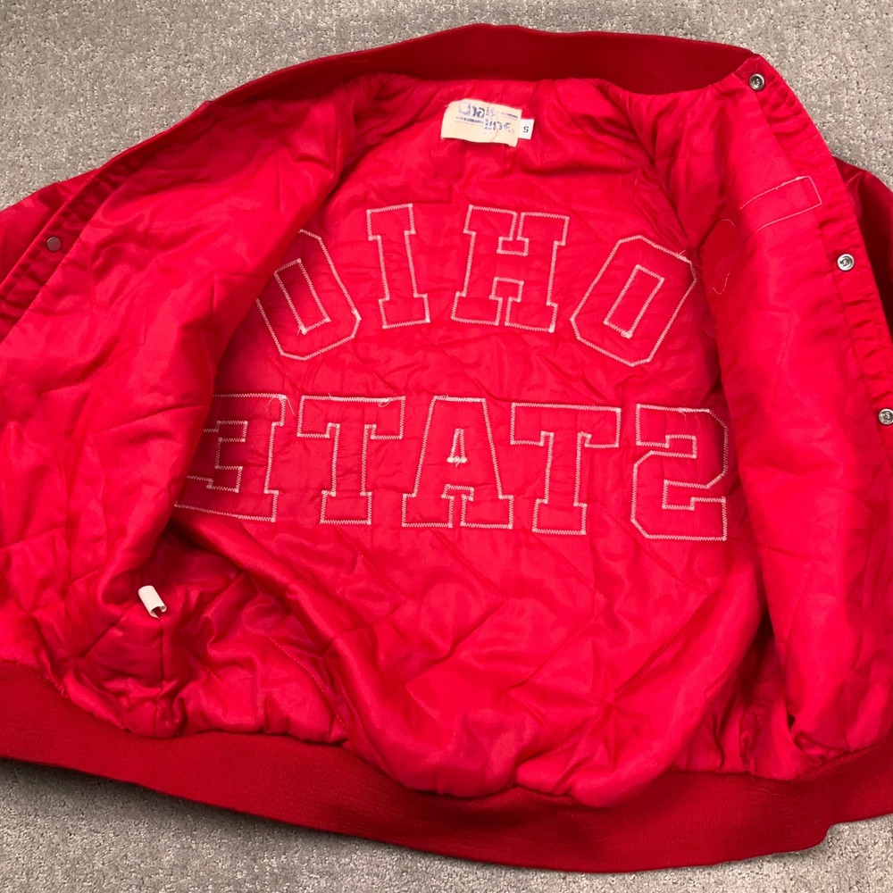 Chalk Line Varsity Jacket Men S Red Ohio State Buckeyes NCAA 80s Satin USA VTG - Picture 4 of 10